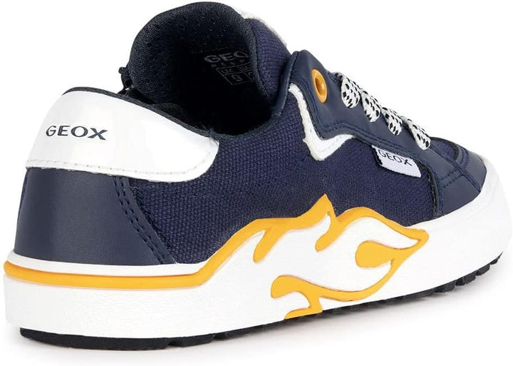 Geox Jungen J Alphabeet Boy Sneaker 33 EU Navy Yellow, 33 EU Navy Yellow