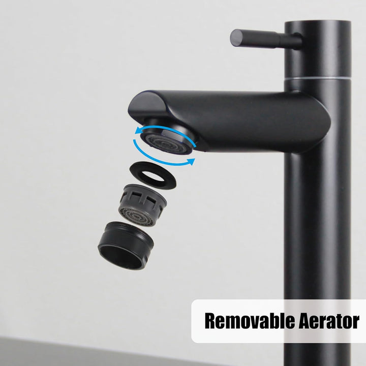 Kaltwasserhahn Schwarz für Gäste WC, SEMANEY Wasserhahn Bad nur Kaltwasser,Einhebelmischer Kaltwasse