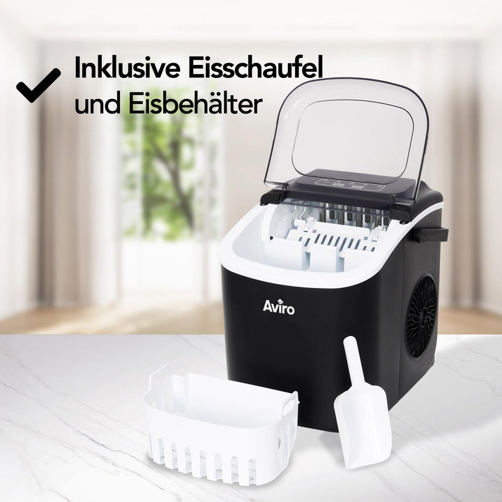 Eiswürfelmaschine - 1,3L - Mit Eisschaufel - Selbstreinigungsfunktion - 12KG / 24U - 9 Würfel / 6 Mi