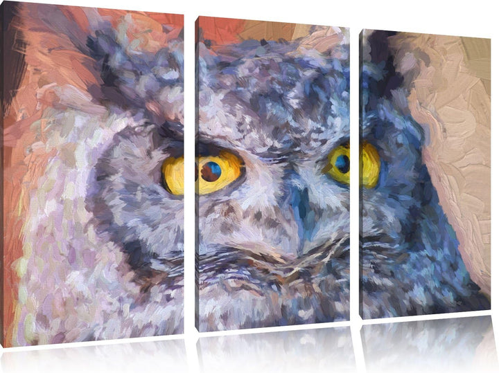 hübsche Waldohreule NewArt 3-Teiler Leinwandbild 120x80 Bild auf Leinwand, XXL riesige Bilder fertig