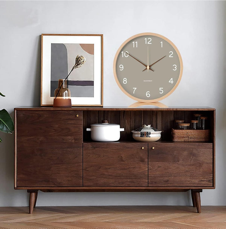 Maxspace Tischuhr Analog, 21cm Holz Tischuhr Batteriebetrieben,Tischuhr ohne Ticken für Schlafzimmer