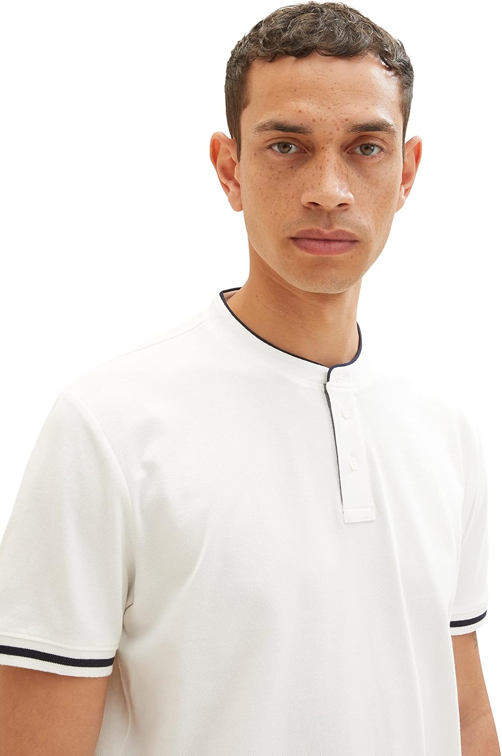 TOM TAILOR Herren Piqué Poloshirt mit Stehkragen M 10332 - Off White, M 10332 - Off White
