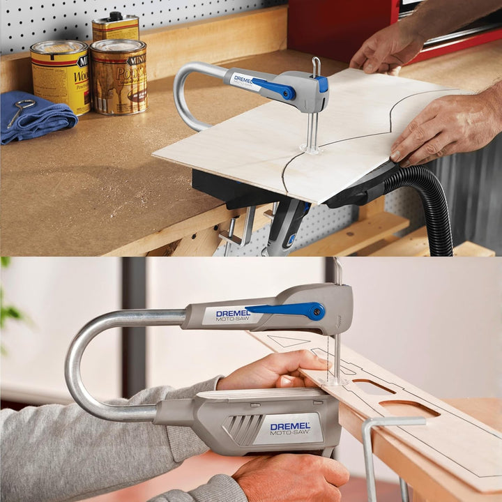 Dremel MS20 Moto-Saw Dekupiersäge, kompakte 2-in-1-Tischkreissäge (70 W) mit 1 Zubehörteil und 5 Säg