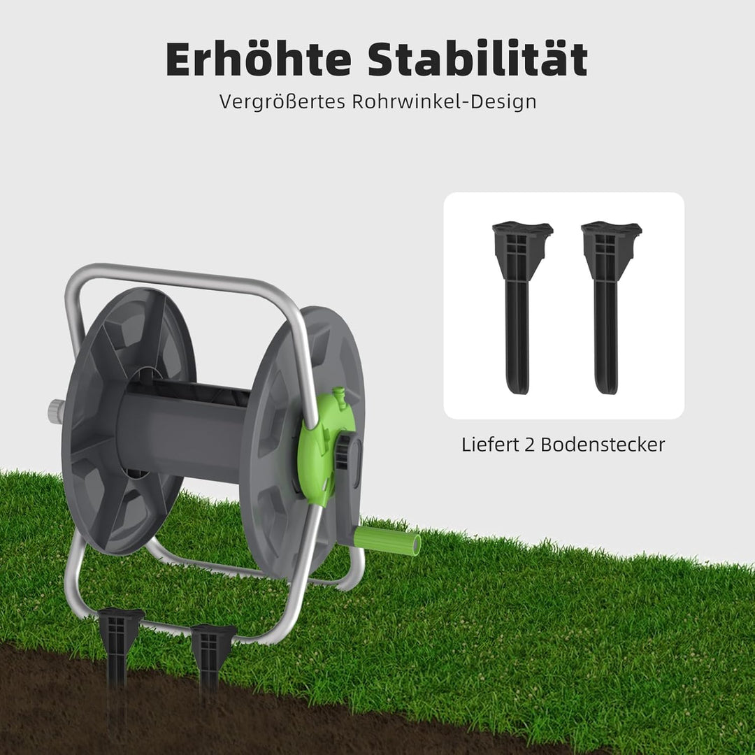 Gartenschlauch Schlauchtrommel für 25–30 m Schlauch (1/2 Zoll), wandmontierbar, tragbarer Schlauchha