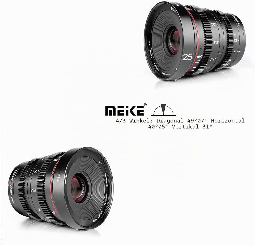 Meike 25mm T2.2 Manual Focus Mini Prime Low Distortion Imperial Cinema Lens for Micro Four Thirds MF