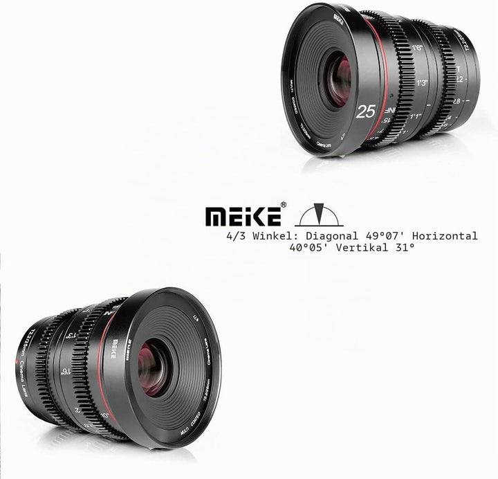 Meike 25mm T2.2 Manual Focus Mini Prime Low Distortion Imperial Cinema Lens for Micro Four Thirds MF