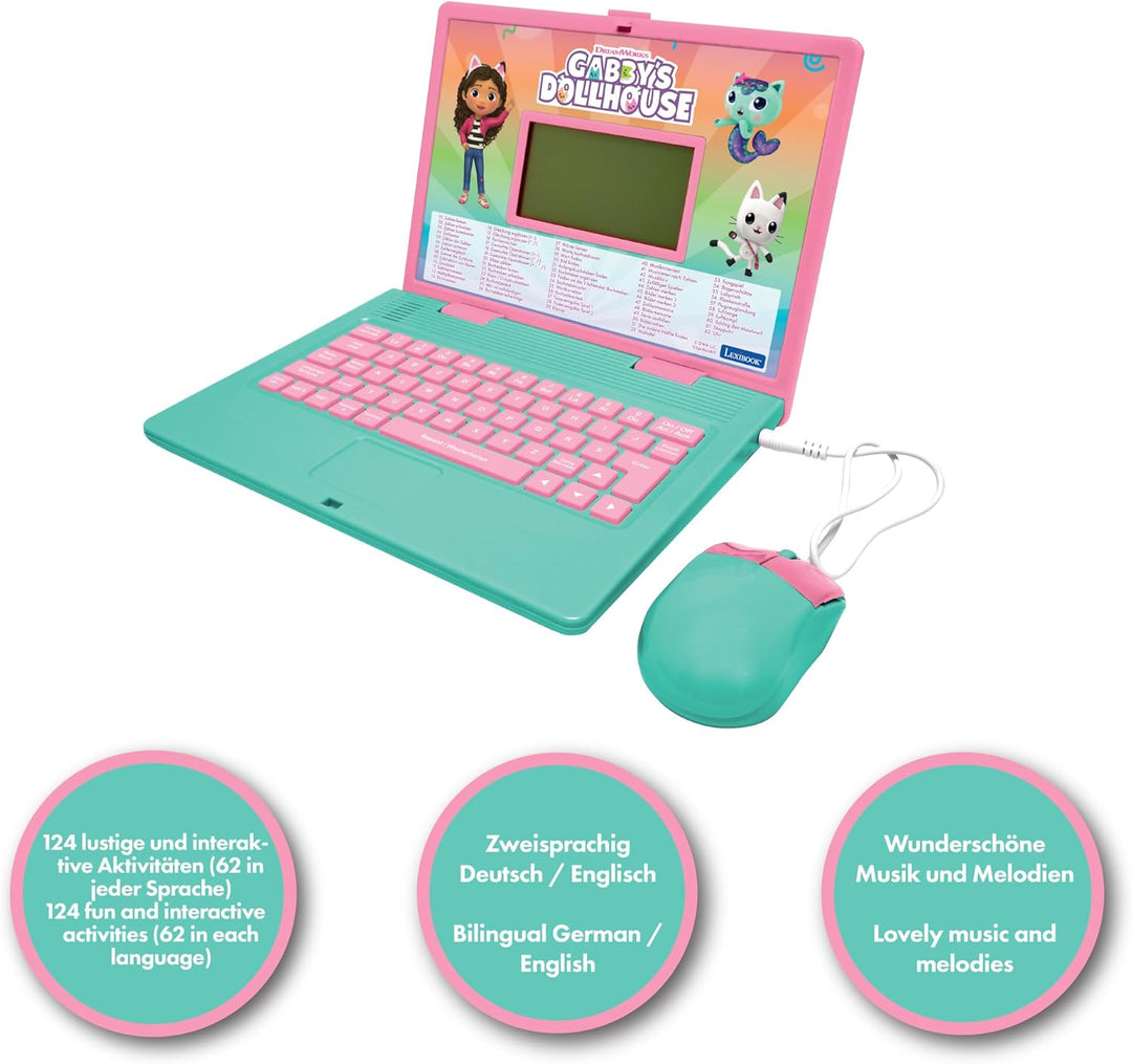 Lexibook, Gabby’s Dollhouse, Zweisprachiger DEUTSCH/ENGLISCH Lerncomputer, 124 Aktivitäten in Sprach