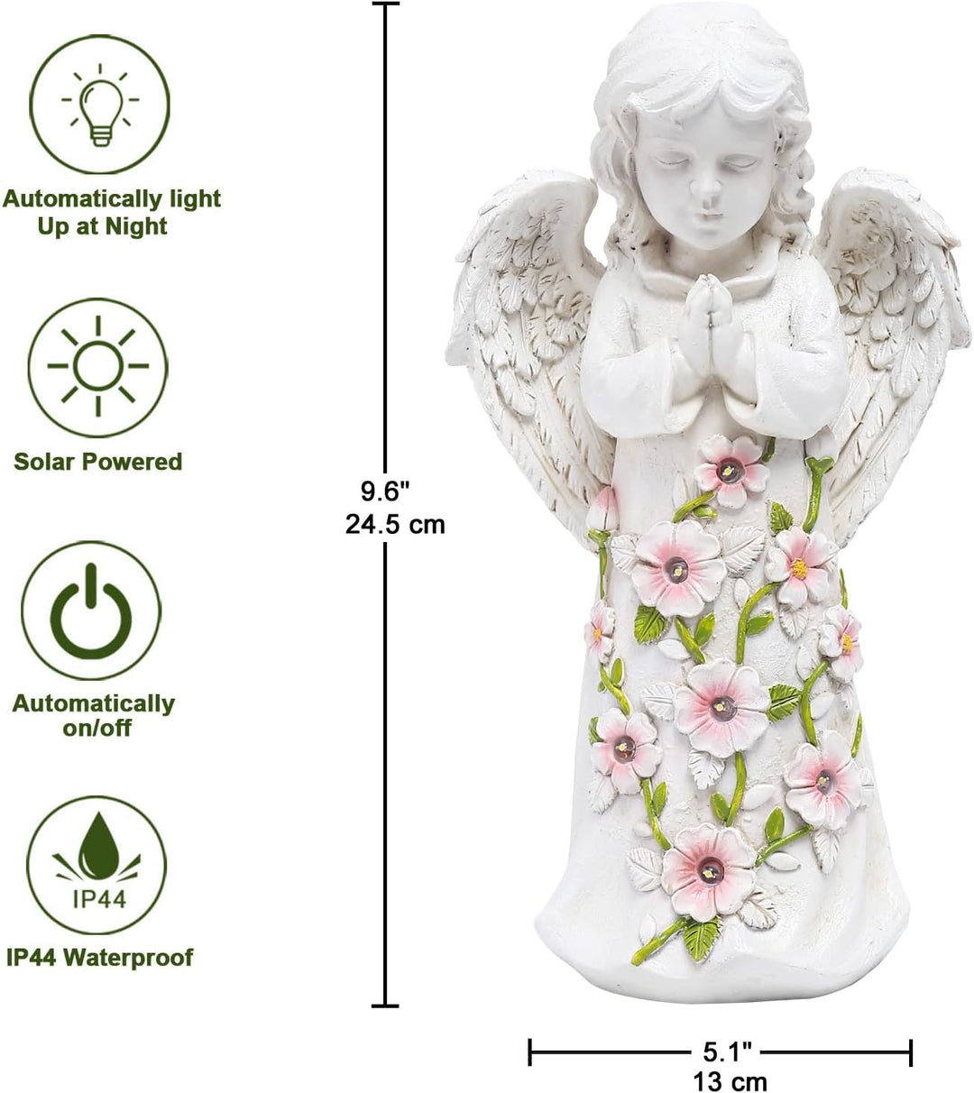 Yeomoo Fairy Engel Figur Gartendeko Solar Gartenfiguren für Aussen,mit 6 LED Solarleuchten, wasserdi