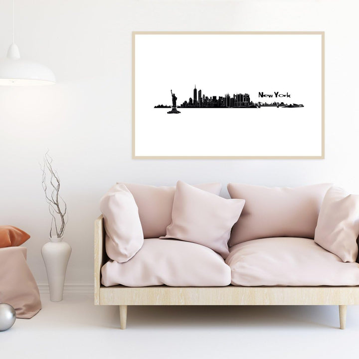 JUNIWORDS Poster mit/ohne Holzrahmen, Wähle ein Motiv, Skyline New York, Wähle eine Grösse, 21 x 30