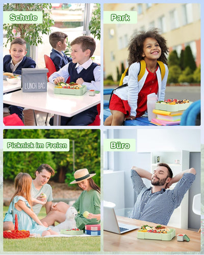 HOBUE Brotdose Kinder Mit Fächern,1330ml Lunchbox Auslaufsichere Bento Box,Vesperbox mit 6 Fächern,