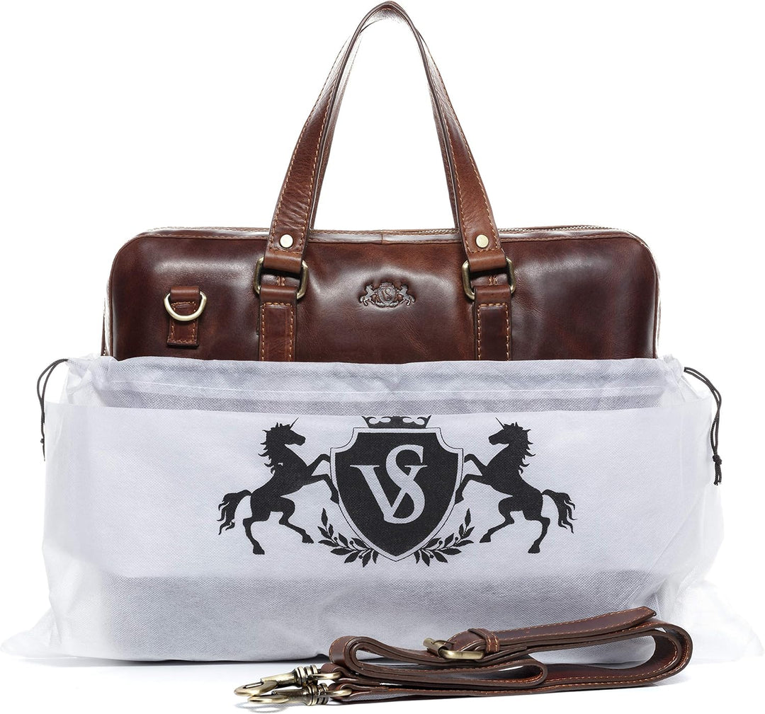 VS SID & VAIN Laptoptasche schmal echt Leder - 15.4 Zoll Laptop Business-Tasche Maguire - Umhängetas