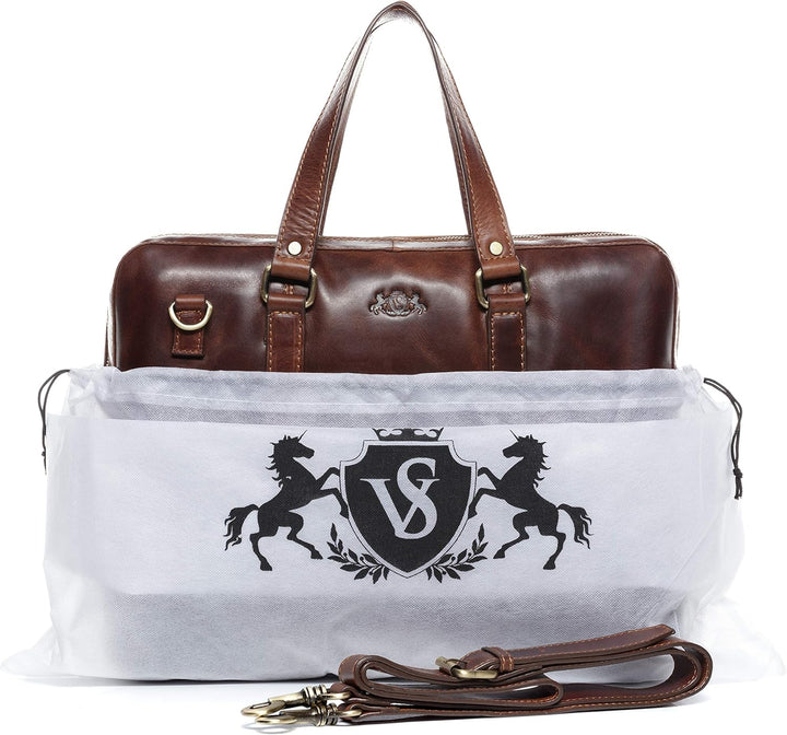 VS SID & VAIN Laptoptasche schmal echt Leder - 15.4 Zoll Laptop Business-Tasche Maguire - Umhängetas