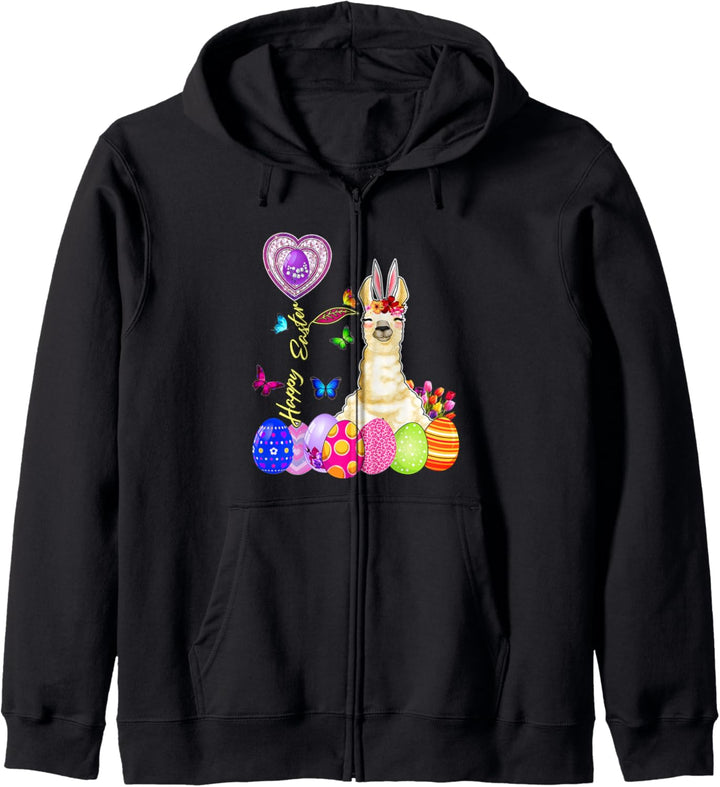 Happy Easter Egg Hunt Cute Bunny Llama Toddler Girl Kid Kapuzenjacke