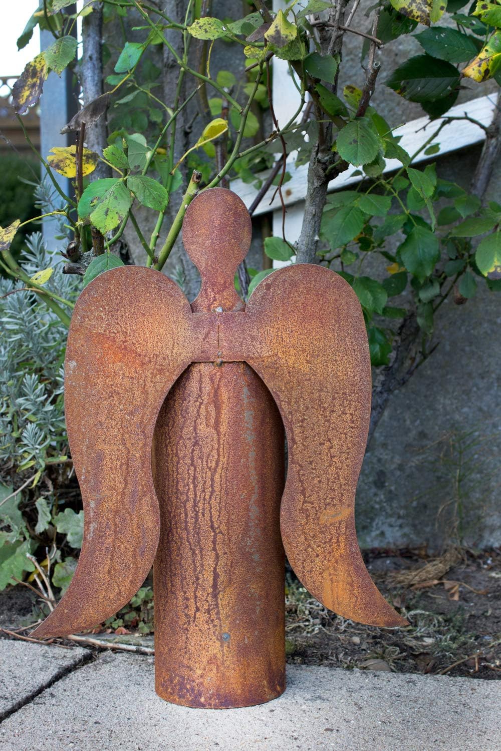Metall Engel Rost mit Flügeln Edelrost Weihnachtsengel Kerzenhalter Windlicht Pflanzschale Grabdeko