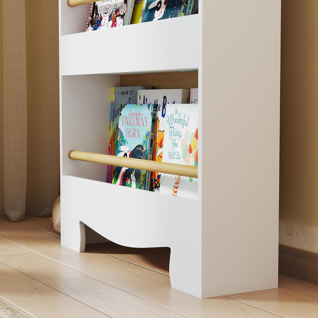 AIYAPLAY Bücherregal Kinder, Kinderregal mit 3 Regal, Spielzeugregal aus Holz, Kinderzimmerregal für