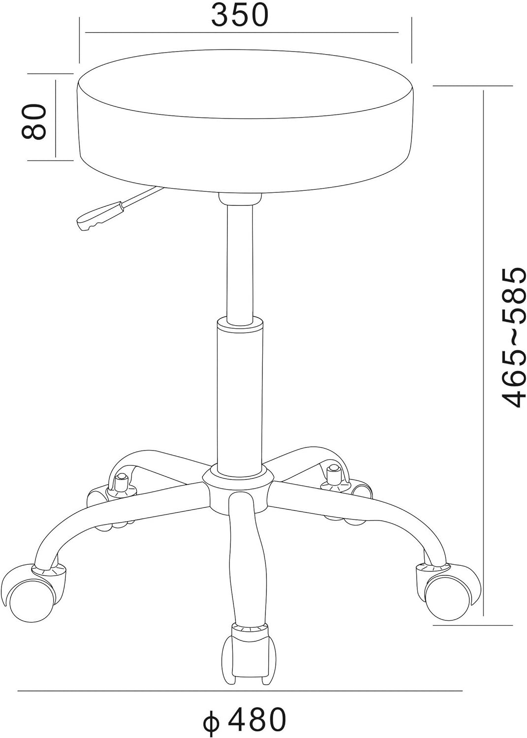 SixBros. Rollhocker Elfenbein Weiss - M-95027/193, Elfenbein Weiss