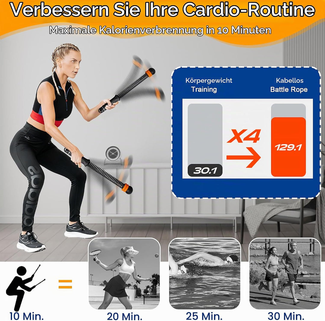 Ropeless Battle Ropes verstellbar mit Gewichtsringen Battle Rope ohne Seil leise platzsparend tragba