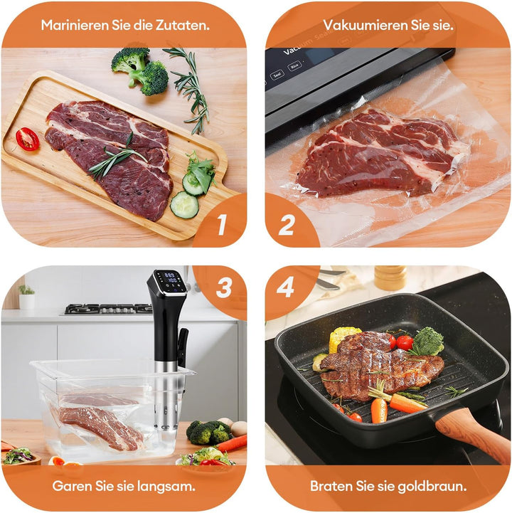 Obecilc 1100W Smart Sous-Vide-Garer mit WLAN-App, Umwälzthermostat ±0,1°C, 4D-Heizsystem, Temperatur
