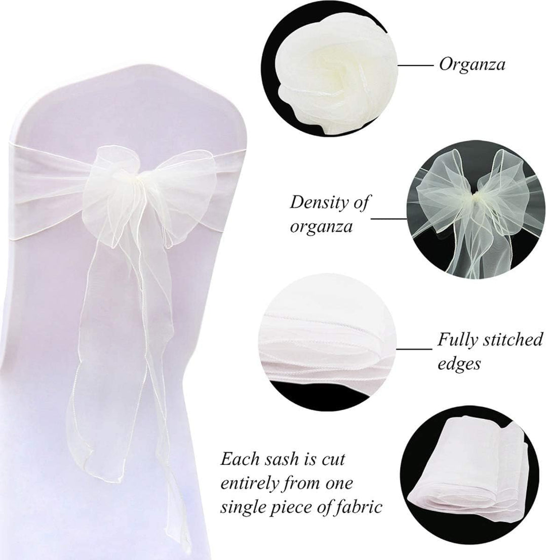 JIUERYY 50 Stück Bänder aus Organza, Stuhlhusse, Schleifen, Hochzeit, Dekoration, Zeremonie, Party,