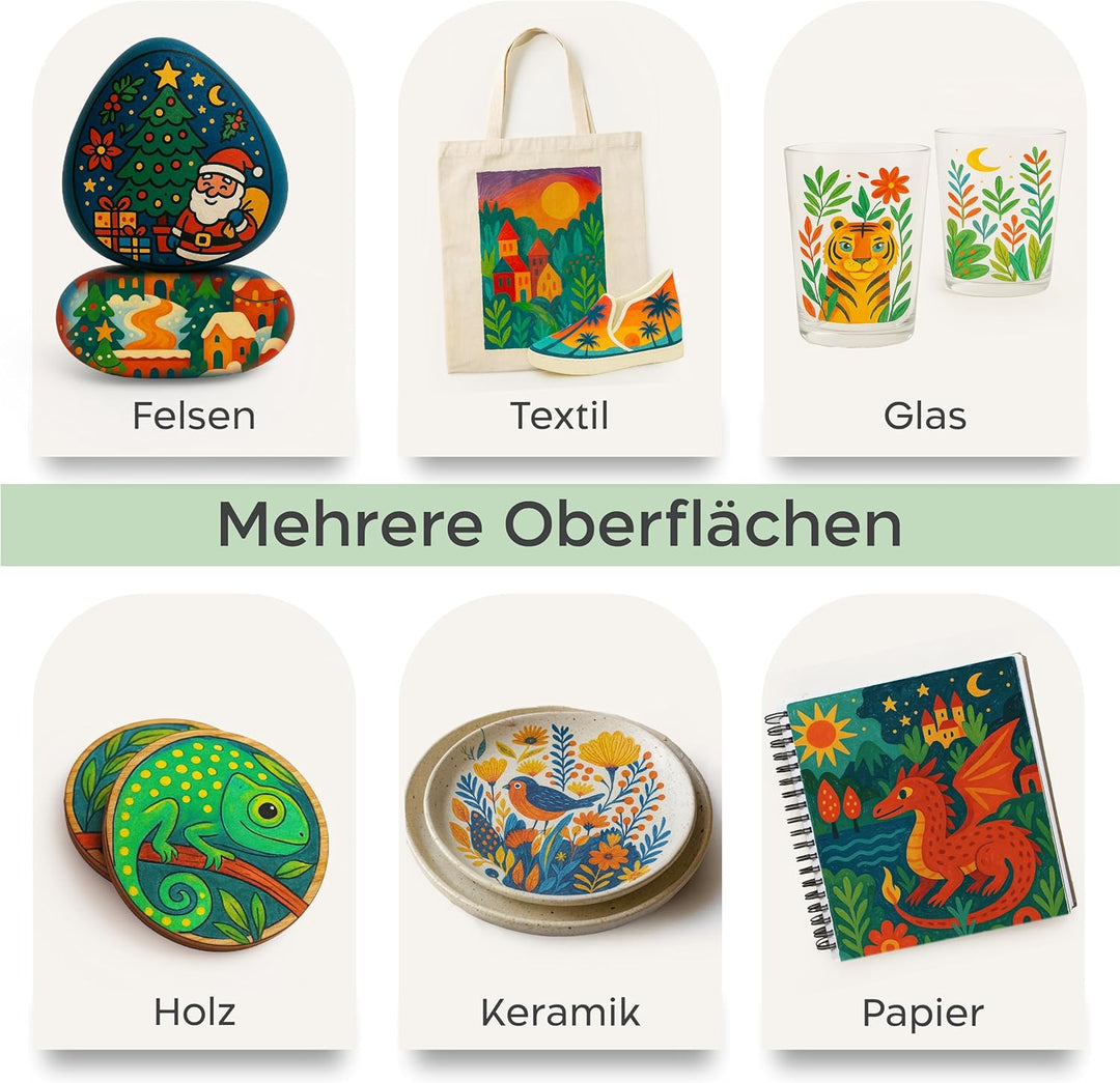 Zenacolor - 72 Farben Acrylstifte für Steine Wasserfest - mit Doppelspitze - Feine und Pinsel - Für