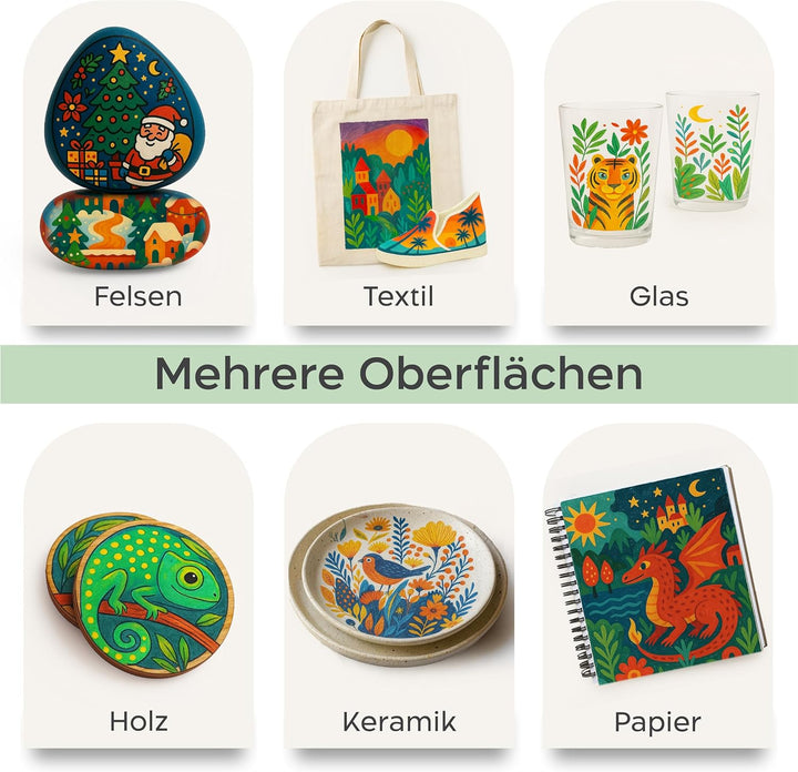 Zenacolor - 72 Farben Acrylstifte für Steine Wasserfest - mit Doppelspitze - Feine und Pinsel - Für