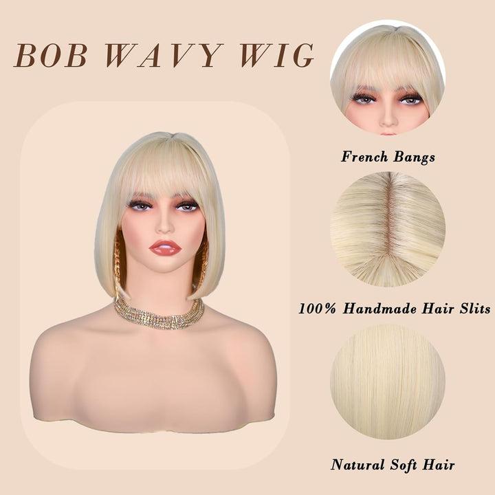 YEESHEDO Short Bob Wig with Bangs 12" Synthetic Straight Carnival Costume Party Cosplay Christmas Ha