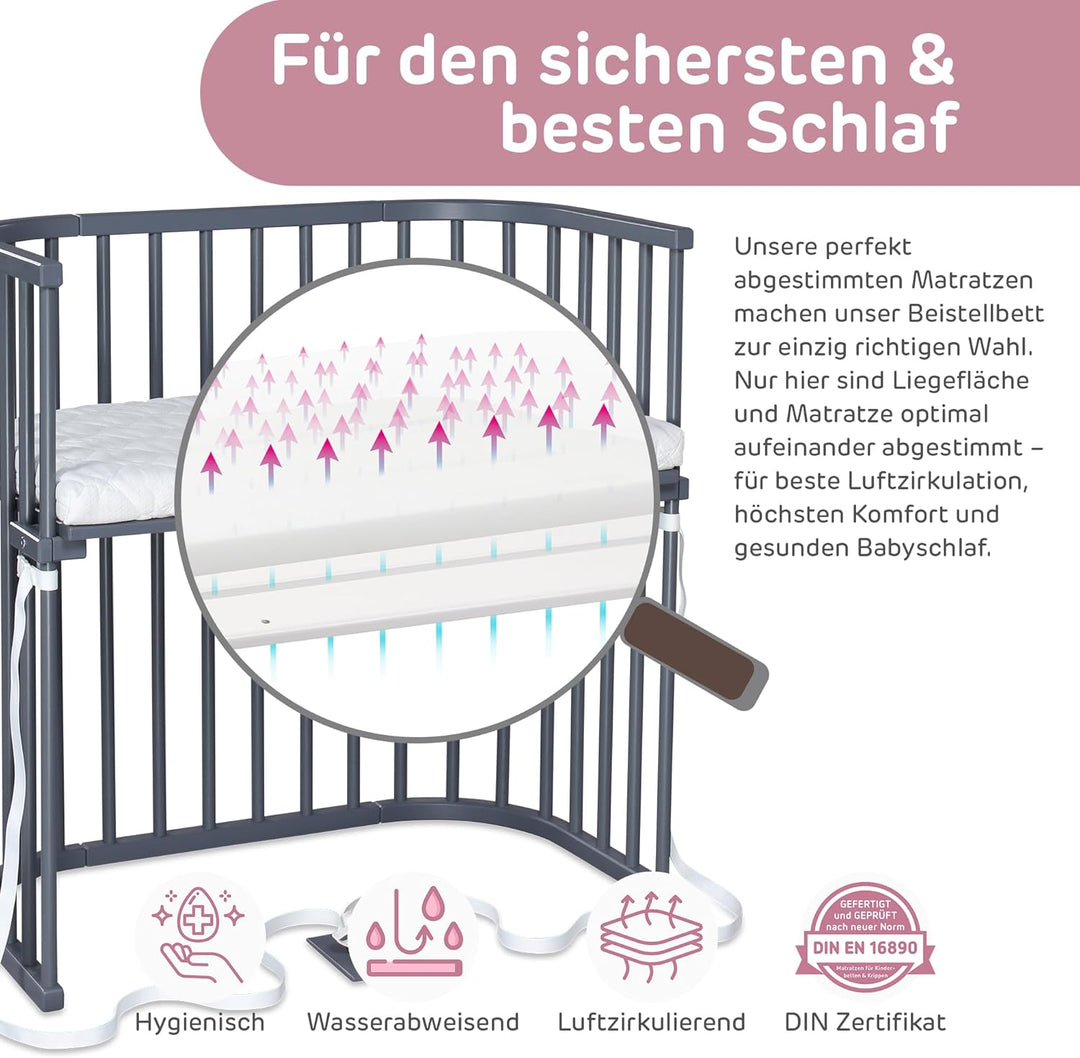 babybay Boxspring Beistellbett aus massivem Buchenholz / kompakt & verwandelbar / Kinderbett Höhe st