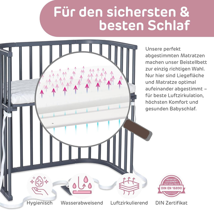 babybay Boxspring Beistellbett aus massivem Buchenholz / kompakt & verwandelbar / Kinderbett Höhe st