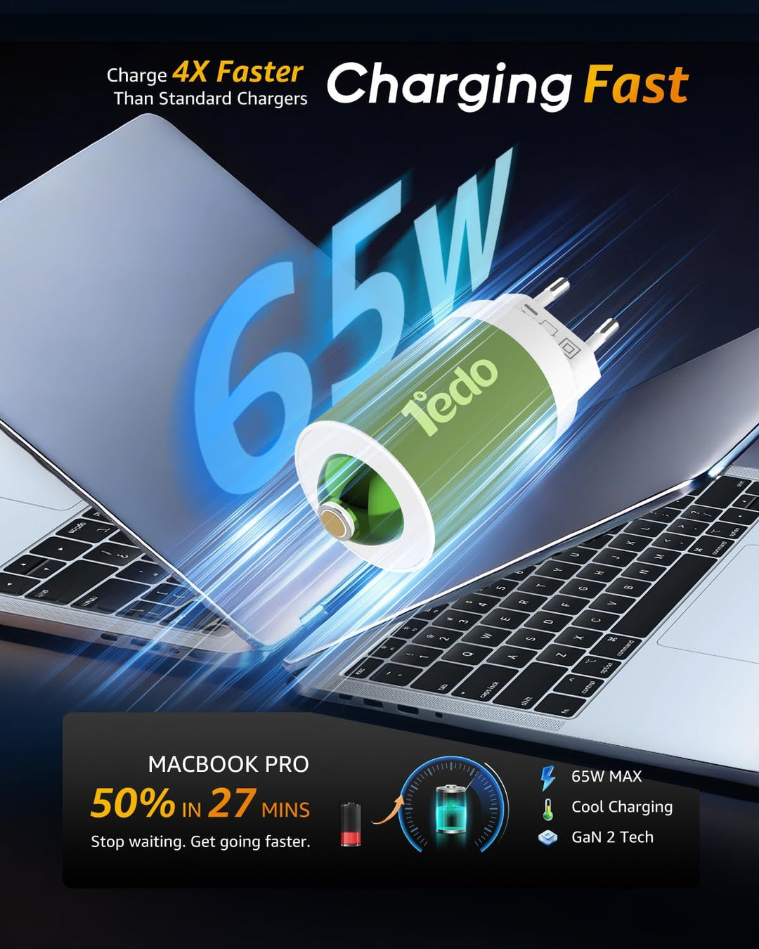 65W USB C Ladegerät Netzteil Schnellladung PPS PD Schnellladegerät mit Magnet C Ladekabel, Kompatibe
