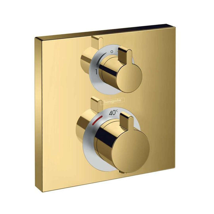 hansgrohe Unterputz Theromstat Ecostat Square, für 2 Funktionen, Polished Gold Optic, Polished Gold