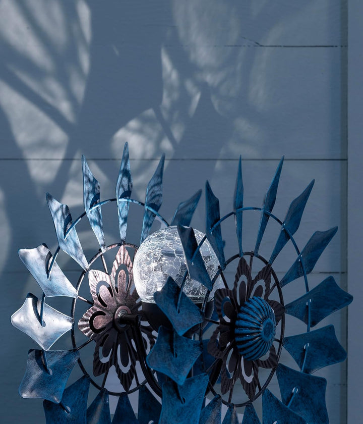 Dehner Riesen-Windrad Mola mit Solarlicht, warmweiss, 122 x 32 x 32 cm, IP44, Metall/Kunststoff/Glas