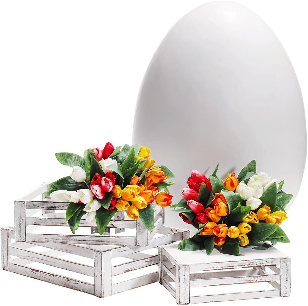 Deco Woerner Holzkisten-Satz antik 3teilig weiss aus starkem Holz im Vintagelook 28, 34, 40 cm