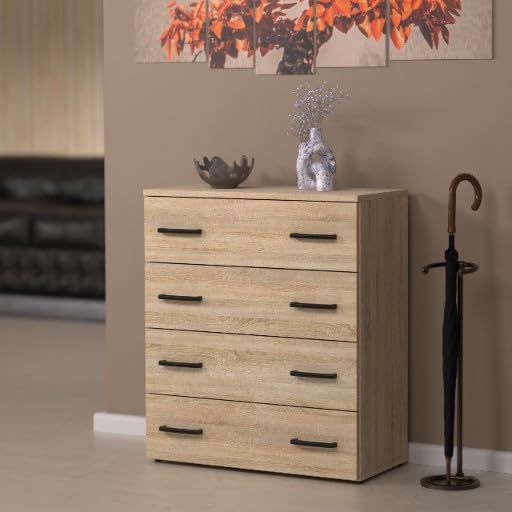 MRBLS_HOME Schuhschrank 71,2 x 82,9 x 35 cm (B/H/T) – Schmale Kommode mit 4 Klappen - Aufbewahrungsk