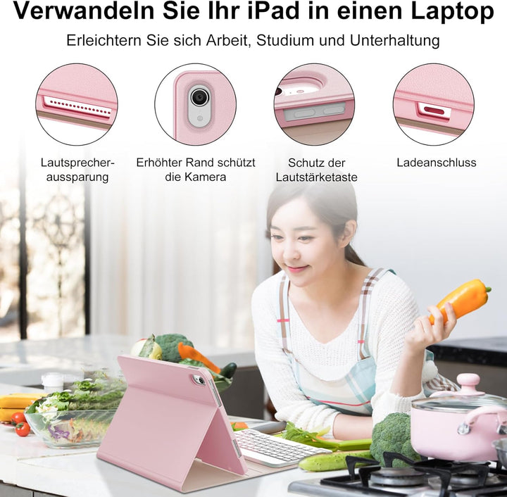 Hülle Tastatur für iPad A16 11/10 Generation (2025/2022) 11/10.9 Zoll mit QWERTZ Deutsche Bluetooth