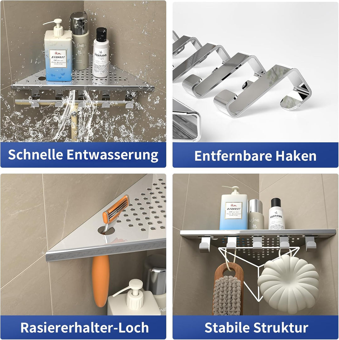 Eck-Duschregal aus 304-Edelstahl, 25,4 cm Eckregal für die Dusche | Duschablage Ecke für Badrenovier
