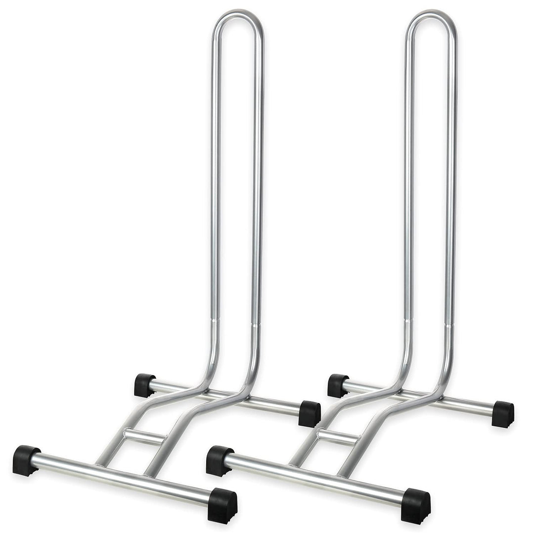 Schramm® 2 Stück Fahrradständer in schwarz oder Silber Bodenständer freistehend Radständer 38 x 42 x