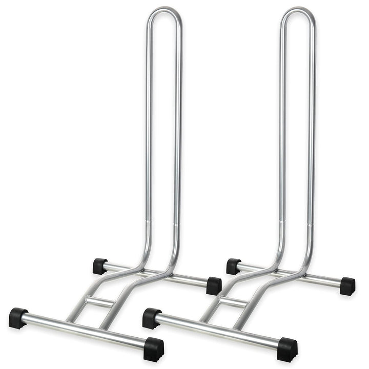 Schramm® 2 Stück Fahrradständer in schwarz oder Silber Bodenständer freistehend Radständer 38 x 42 x