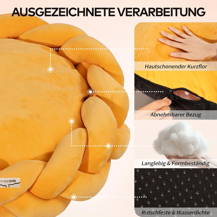 CheerPals Grosses Katzenbett 60cm, Waschbar Geflochtenes Kuschelhöhle, Hundebett mit Hochelastischer