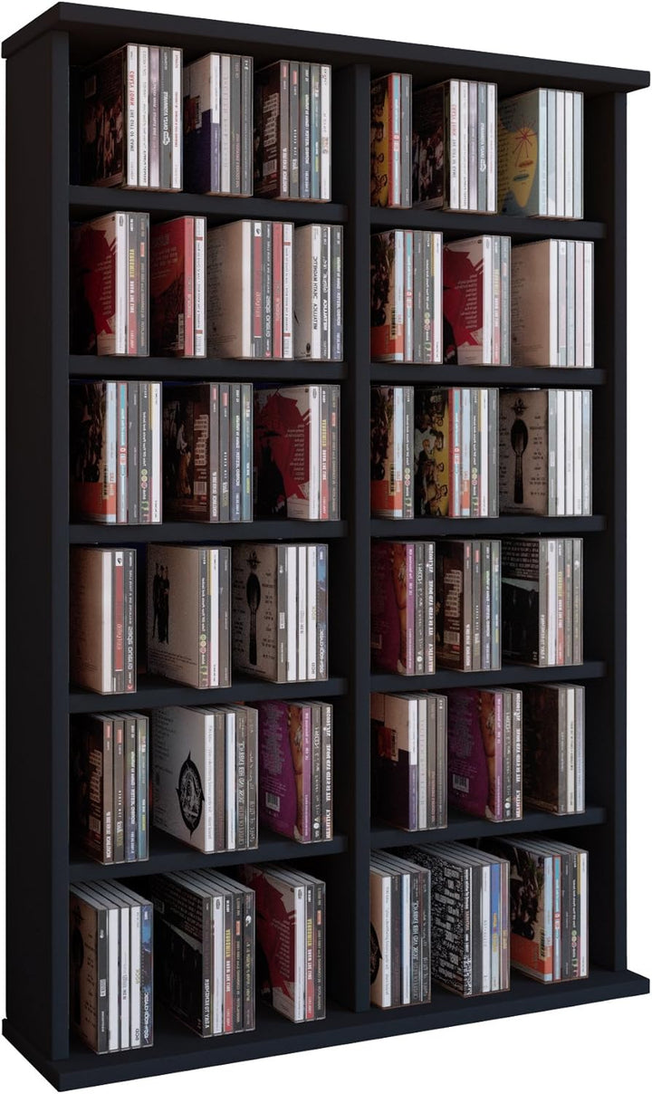 VCM Holz CD DVD Stand Regal Schrank Aufbewahrung Standregal Ständer Ronul Schwarz, Schwarz