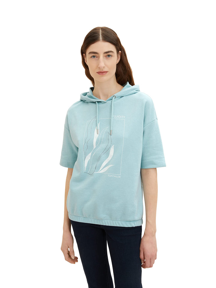TOM TAILOR Damen Sweater mit Print XXS 30463 - Dusty Mint Blue, XXS 30463 - Dusty Mint Blue