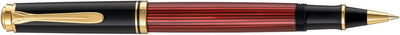 Pelikan Füllhalter Souverän 600, Schwarz-Rot, Feder F (fein), hochwertiger Kolbenfüller im Geschenk-