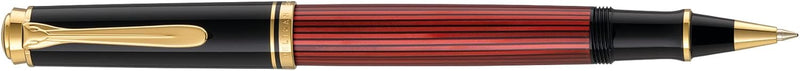 Pelikan Füllhalter Souverän 600, Schwarz-Rot, Feder F (fein), hochwertiger Kolbenfüller im Geschenk-