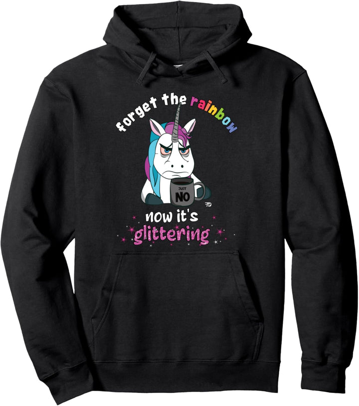 Now it´s glittering, lustiges grimmiges Einhorn mit Tasse Pullover Hoodie