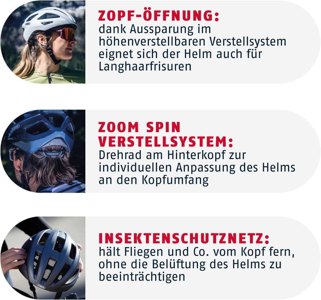ABUS Rennradhelm Macator - sportiver Fahrradhelm für Einsteiger - auch für Zopfträger/-innen - für D