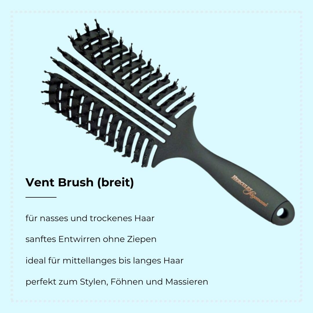 HERCULES SÄGEMANN - Vent Brush (breit) | Haarbürste zum sanften Entwirren und Massieren. Haarbürste
