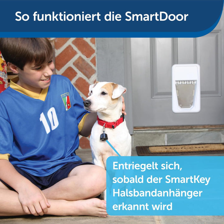 PetSafe SmartDoor Elektronische Hundeklappe, Exklusiver Zugang durch Chip-Erkennung im SmartKey Hals