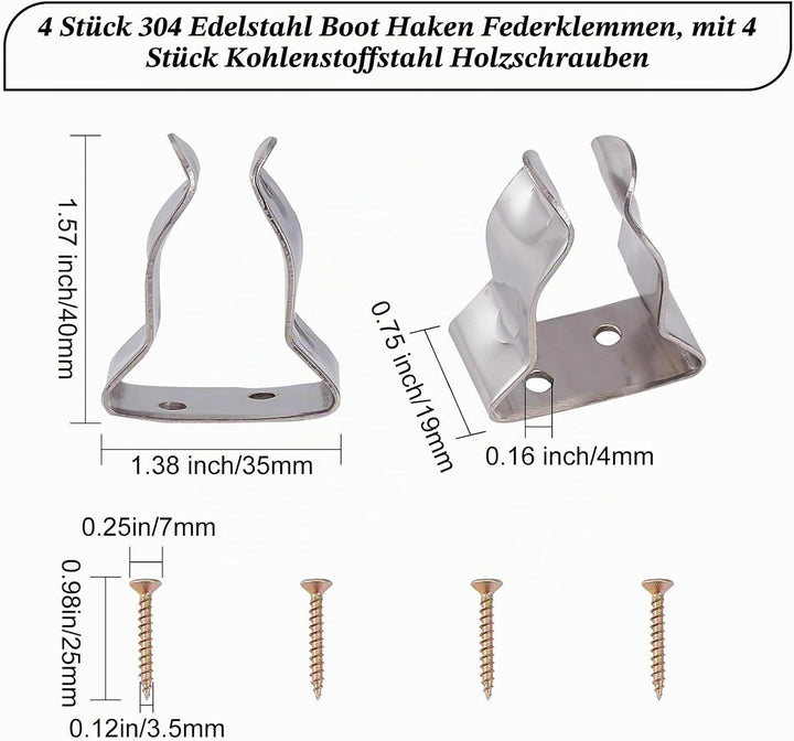 GORGECRAFT 4Stk Bootshakenhalter Mit 4Stk Schrauben Edelstahl-Federklemme Werkzeughalter Passend Für