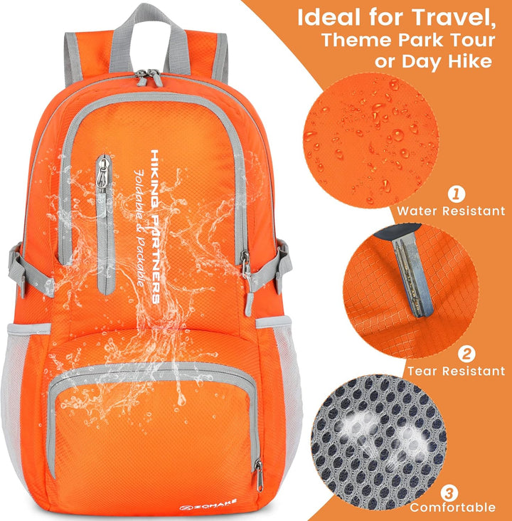 ZOMAKE Leicht Faltbarer Rucksack - Packbare Backpacks 35L,Kleiner Faltbar Rucksäcke Wanderrucksack W