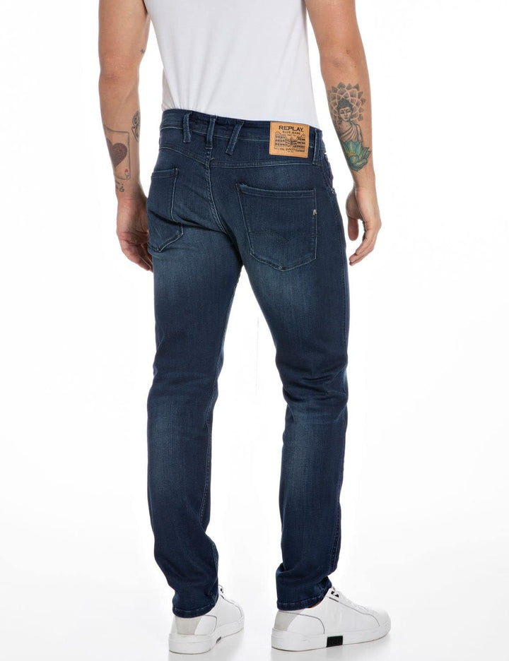 Replay Herren Jeans Anbass Slim-Fit mit Power Stretch, Blau (Dark Blue 007), W30 x L32