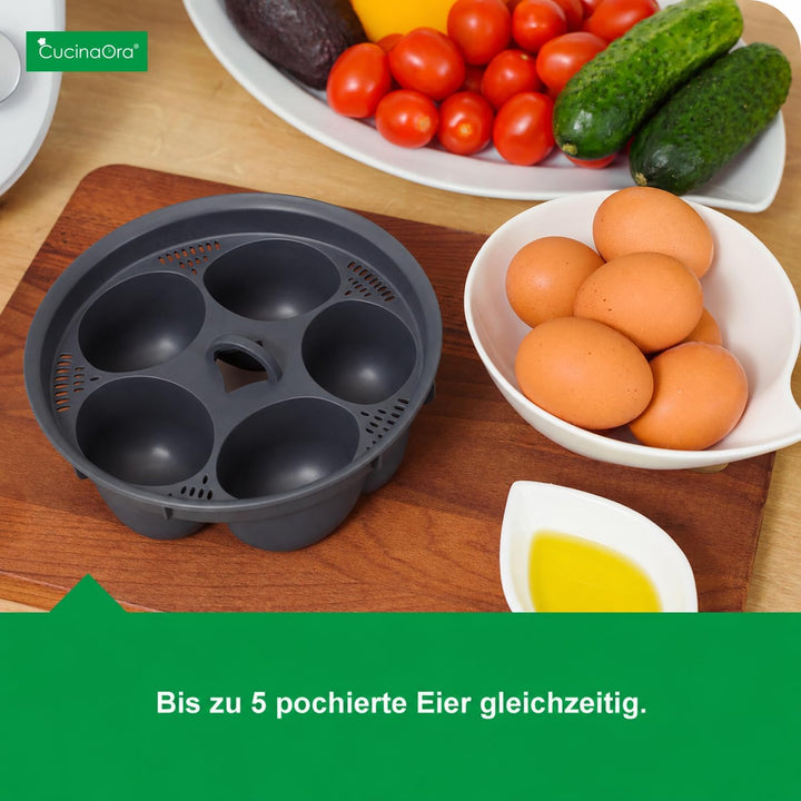CucinaOra steamEGGS Eierkocher-Einsatz - Kompatibel mit MC Smart Connect Küchenzubehör - 5 Eierforme